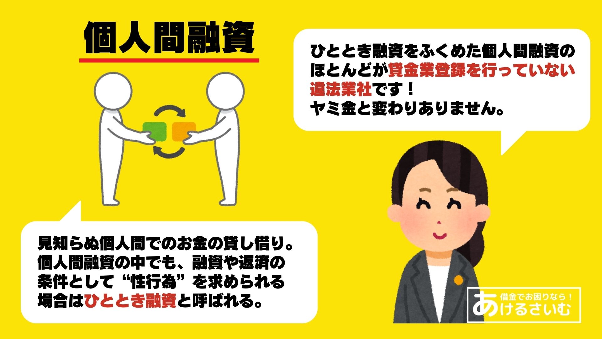 本当に貸してくれる個人間融資はある？成功例や口コミが優良でも危険！ | あけるさいむ